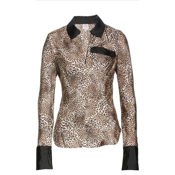 Baum und Pferdgarten Mirinda Animal Print Silk Blouse Size 8 Leopard - Picture 2 of 7